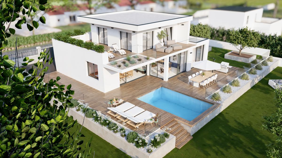 Villa moderne vue aérienne